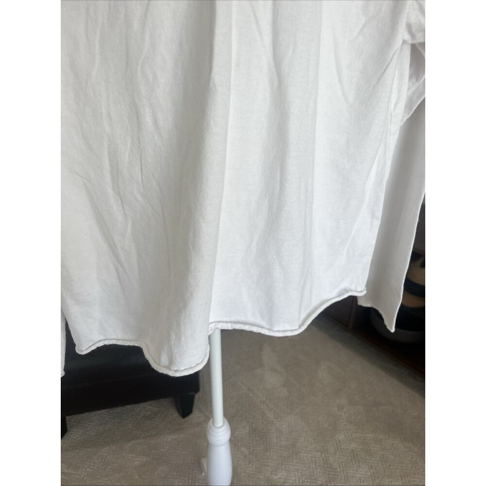 Frank & Eileen Patrick Popover Henley White Size Small Raw Hem Coastal Basic - Picture 7 of 12